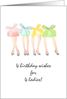 Birthday for Quadruplet Girls Sisters Standing Together card