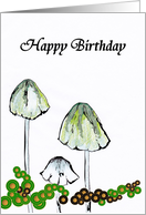 Birthday Hand Drawn Illustration Of Mushrooms card