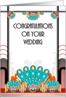 Wedding Congratulations Art Deco Geometric Borders card