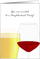 Neighborhood Party Invitation Glass Of Beer And Glass Of Red Wine card