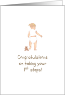 Congratulations on Taking First Steps Baby Girl Walking card