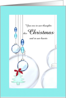 First Christmas Alone Bereaved Blue Glass Baubles card