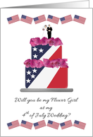 Be My Flower Girl 4th Of July Wedding Red White And Blue Cake card
