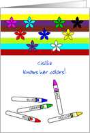 Customizable name congratulations learning your colors card