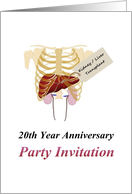 Kidney Liver Transplant 20th Anniversary Party Invitation card