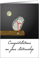 Congratulations Medical Internship Sleepy Owl Wearing Stethoscope card