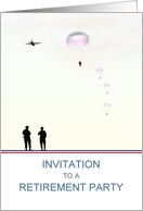 Retirement From Army Party Invitation Soldiers Parachuting From Plane card