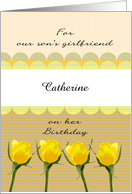 Customizable Birthday Son’s Girlfriend Yellow Rose Buds Fancy Borders card