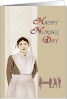 Nurses Day Nurse In Vintage Uniform Soldiers Carrying Stretcher card