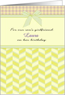 Custom Birthday for Son’s Girlfriend Checks Chevrons Pastels card