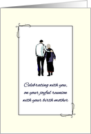 Joyful Reunion with Birth Mother Son Guiding Mother Walking Together card