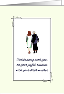 Joyful Reunion with Birth Mother Daughter and Mom Walking Together card