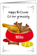 Granddog Birthday Roast Chicken Drumstick Dog Biscuits in Dog Bowl card