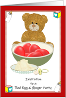 Red Egg Ginger Party Invitation Celebrating Baby’s 1 Month Birthday card
