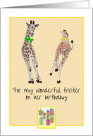 Birthday for Frister Friends Like Sisters Two Giraffes Having Fun card