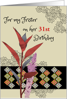 Frister Custom Birthday Purple Flowers Maroon Foliage Colorful Tiles card
