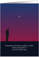 Gold Star Father’s Day Silhouette of Man Against Night Sky Meteor card