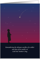 Gold Star Mother’s Day Silhouette of Woman Against Night Sky Meteor card
