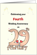 Leap Year Custom Wedding Anniversary Confetti Falling on Date card