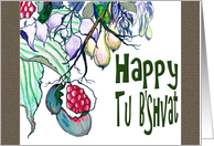Tu B’shvat Abstract Sketch of Fruits and Leaves card