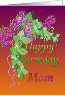 Birthday For Mom From All of Us Purple and Green Bouquet card