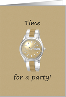 Invitation to birthday party, Man’s wrist watch card