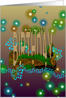 Birthday Abstract Shapes in Hues of Blues and Greens card