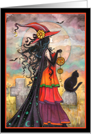 Witch Way - Halloween Witch and Black Cat card