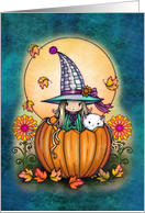 The Witch and Luna Cute Halloween Witch and Kitty card