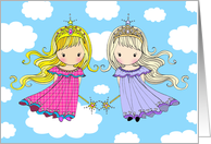 Twin Girls Fairy Princess Birthday Card