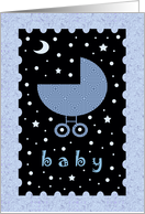 Baby Shower Card for boy Baby - Cute Baby Buggy card