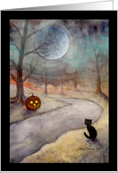 Halloween Black Cat and Jack-o-Lantern card