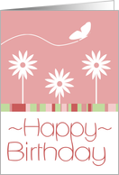 Happy Birthday Butterfly Flowers Card