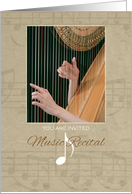 Music Recital Invitation ~ Hands Playing the Harp card
