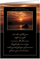Sympathy Loss of Partner/Life Partner ~ Sunset Over the Ocean card