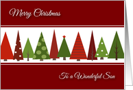 Merry Christmas for Son - Festive Christmas Trees card
