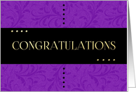Congratulations with Black and Purple Damask card