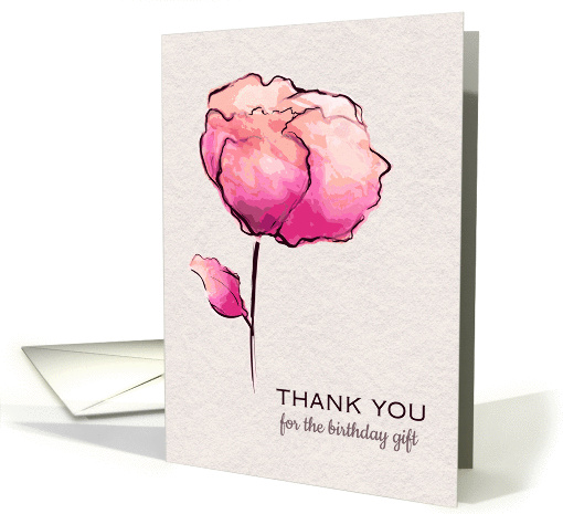 Thank You for the Birthday Gift Watercolor Flower card (1376886)