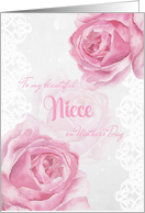 Happy Mother’s Day for Niece Pink Roses and Lace card