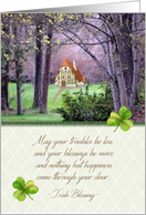 Happy St. Patrick’s Day Irish Blessing Cottage in the Woods Shamrocks card