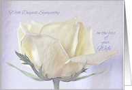 Sympathy Loss of Wife ~ Pencil Sketched Rose on Old Paper card