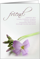 Friend - Thank You Card with Purple Flower card
