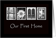 Our First Home - New Address - Announcement - Alphabet Art card