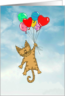Tabby and balloons send love to that special someone! card