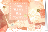 Happy Mother’s Day ’Madrina’ spanish Godmother vintage print with hearts and buttons! card