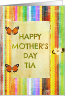 Happy Mother’s Day, Tia (aunt) spanish stripes, butterfly hinges and heart button! card