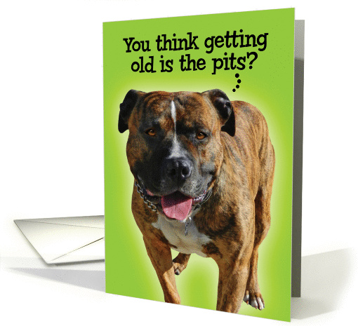 Funny Getting Old is the Pits (Pitbull) Birthday card (925034)