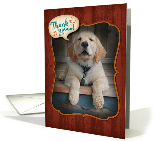 Golden Retriever Puppy-Singing Praises Thank You card (981245)