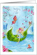 Thinking of You - I love you Leaf Boat Fantasy card
