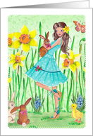 Happy Easter - Spring Girl card
